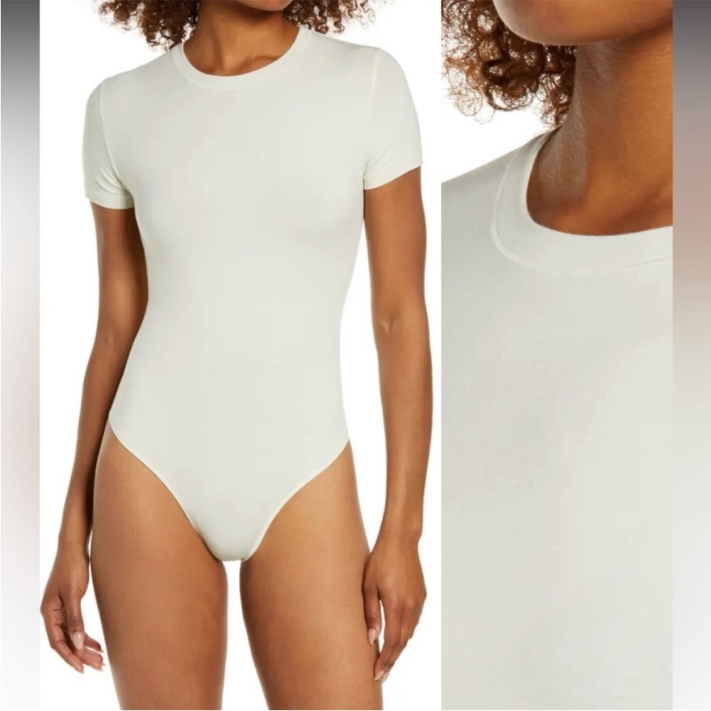 SKIMS Short Sleeve Crew Bodysuit in Ivory Cream